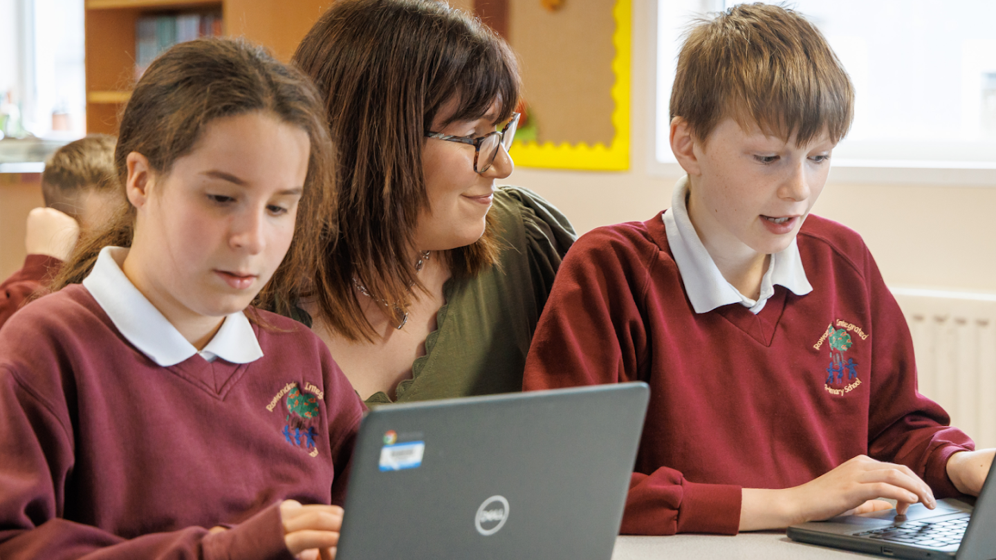 Rowendale Integrated Primary School participating in the Northern Ireland Education Authority’s C2k program where teachers were able to save up to 10 hours per week with their use of tools like Gemini for Education.