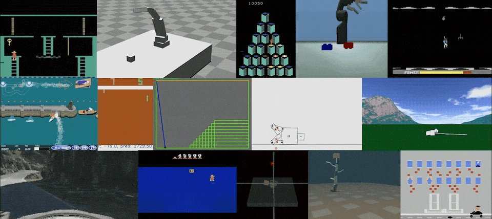 A collage of animated clips illustrating examples of specification gaming.