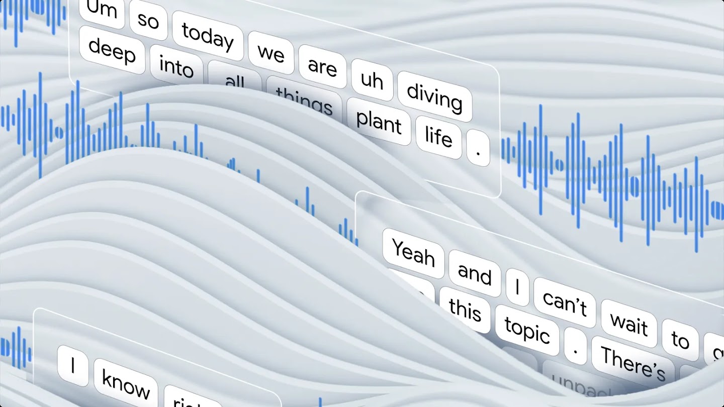 An illustration depicting speech patterns, iterative progress on dialogue generation,  and a relaxed conversation between two voices.