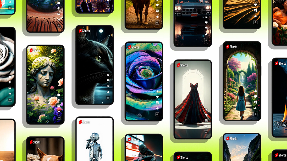 Examples of images generated on phone screens with YouTube Shorts.